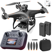 Load image into Gallery viewer, GPS Drone with Screen Controller, Two-batteries, Brushless Motor, Altitude Hold, One Key Take Off/Landing, with Black Outdoor Carrying Case (Black - 2 batteries)