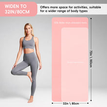Load image into Gallery viewer, Wimwum Extra Wide Yoga Mat 72" x 32", 7mm Non Slip TPE Exercise Mat with Carrying Strap, Large Workout Mat for Yoga, Pilates, Stretching, HIIT & Home Gym, Pink