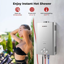 Load image into Gallery viewer, CAMPLUX Tankless Water Heater, 4.22 GPM PropaneWater Heater Gas, 110,000 BTU Outdoor CampingWater Heater, Propane Shower, BW422G, Gray