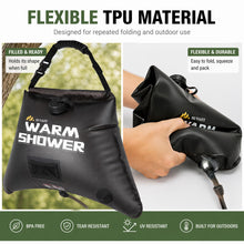 Load image into Gallery viewer, suvast Solar Shower Bag, 4 Gallon/15L, TPU Portable Solar Shower for Camping & Outdoor Cleaning, with Hose and Carry Bag