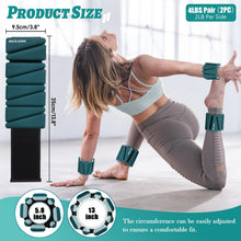 Load image into Gallery viewer, BECOJADDE Ankle Weights Set of 2 (2 lb Each) Adjustable Wrist Weights -Pewter Deep Emerald