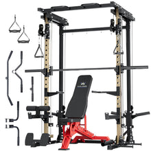 Load image into Gallery viewer, Major Fitness Drone3 Smith Machine All-in-One Home Gym Squat Rack with Cable Crossover & Pull-Up Station, Heavy-Duty Full-Body Workout for Strength Training (D3SMS-KHA (with Bench Elite RD)