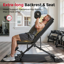 Load image into Gallery viewer, FLYBIRD WB5 Weight Bench, ASTM-Certified 800LBS Adjustable Weight Bench Workout Bench Foldable for Home Gym, 90° to -30° FID and 30in Extended Backrest for Bench Press Strength Training Exercise