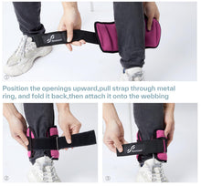 Load image into Gallery viewer, Sportneer Adjustable Ankle Weights Set - 1 Pair (2-10 lbs) Removable Sandbags -Pink