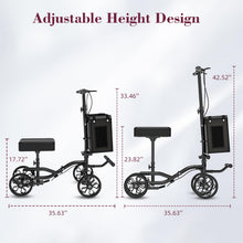 Load image into Gallery viewer, Fvzzin Lightweight Knee Scooter Crutch Alternative, Foldable & Adjustable Knee Scooter for Adults for Foot Surgery, Steerable Knee Walker with Detachable Storage Basket, Includes DIY Stickers-Black