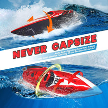 Load image into Gallery viewer, LAFALA Mini Remote Control Boat RC Boat 2.4Ghz 360 Rotating bulit-in Rechargeable Battery Swimming, Red