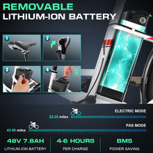 Load image into Gallery viewer, Electric Bike, 26" Electric Cruiser Bike 1000W Peak Ebike 22MPH Electric Bike for Adults, 48V Removable Battery