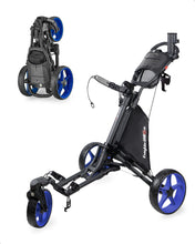 Load image into Gallery viewer, Caddytek CaddyLite One Swivel V8 Golf Push Cart - 3 Wheel Lightweight Folding Trolley with 360° Swivel Front Wheel, Cooler Basket, Umbrella and Drink Holder, Adjustable Handle