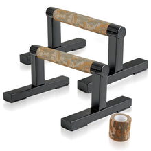 Load image into Gallery viewer, Purife T Shape Floor Stand Wood Push Up Handle Calisthenics Bars, Strength Training Pushup Stands Parallettes Bars with Sturdy Metal Bracket for Home Workouts