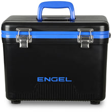 Load image into Gallery viewer, ENGEL UC13 13qt Leak-Proof, Air Tight, Drybox Cooler and Small Hard Shell Lunchbox for Men and Women in Black with Blue Interior