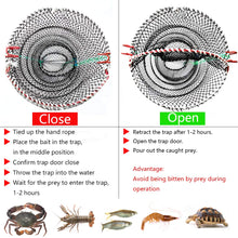 Load image into Gallery viewer, Drasry Crab Trap Bait Lobster Crawfish Shrimp Portable Folded Cast Net Magic Collapsible Fishing Traps Nets Accessories for Blue Crabs 2PCS(37.4IN * 19.6) Black (0.66 in Mesh)