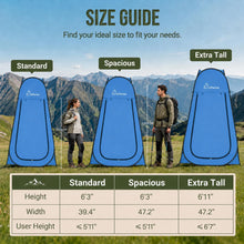Load image into Gallery viewer, Wolfwise Pop Up Shower Tent for Camping Essentials, Portable Instant Changing Tent with Ventilation Window & Carry Bag, Privacy Dressing Room Bathroom Toilet for Beach & Outdoor, Spacious, Blue