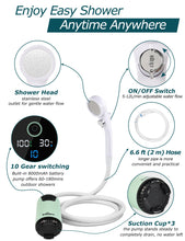 Load image into Gallery viewer, innhom Portable Camping Shower, 6000mAh Rechargeable Camp Shower Pump with LED Display, IPX7 Waterproof & 2 Spray Modes Electric Outdoor Shower for Hiking, Pet Bathing, Car Washing