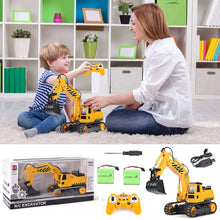 Load image into Gallery viewer, E Remote Control Excavator Toy 2 Batteries Digger Hydraulic Construction Vehicles RC Trucks Toys