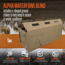 Load image into Gallery viewer, ALPS OutdoorZ Alpha Waterfowl Blind - Durable Hunting Blind in Tan, with Push Open Shooting Doors, Full-Length Side Access, Removable Gun Rests, Mesh Pockets, and Dog Doors