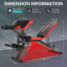 Load image into Gallery viewer, OPPSDECOR 800LBS Adjustable Weight Bench, Workout Bench for Home Gym, Weight Bench with Leg Extension and Leg Curl, Preacher Curl Bench, Gym Bench Exercise Bench