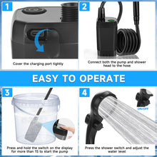 Load image into Gallery viewer, vignuto Portable Shower for Camping, Rechargeable Camping Shower kit with LED Display of Battery Level and Temperature, Lasting-150 Mins, Suitable for Outdoor Shower, Pet Bath, Car Washing