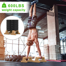 Load image into Gallery viewer, Parallettes Bars, Wood Push Up Bars Handstand Bar with Non-Slip Base, Wooden Calisthenics Equipment for Home Fitness Training, Push Up Stands Handle for Floor Workouts, Supports 600 lbs