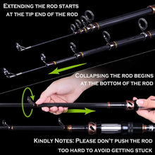 Load image into Gallery viewer, PLUSINNO Fishing Rod and Reel Combos, Toray 24-Ton Carbon Matrix Telescopic Fishing Rod, 12 +1 Shielded Bearings Stainless Steel BB Spinning Reel