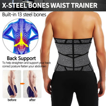 Load image into Gallery viewer, KIWI RATA Waist Trainer for Men,Neoprene Workout Waist Trainer for Men,Sweat Belt with Double Belly Straps, X-shape Steel Bones,Weight Loss Fitness Back Support Belts