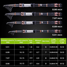 Load image into Gallery viewer, PLUSINNO Fishing Rod and Reel Combos, Toray 24-Ton Carbon Matrix Telescopic Fishing Rod, 12 +1 Shielded Bearings Stainless Steel BB Spinning Reel