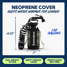 Load image into Gallery viewer, SUN NINJA Portable Shower with 7 Mode Shower Head, 1.3 Gal Camping Shower