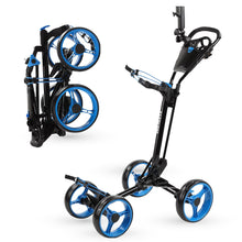 Load image into Gallery viewer, Qwik-Fold - 4-Wheel Golf Push Cart - Black/Blue