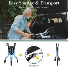 Load image into Gallery viewer, HolyHeal 3 Wheel Walkers for Seniors, Lightweight Rollator Walkers Foldable for Elderly with Cane Hold and Cup Hold, Height Adjustable Aluminum Three Wheel Rolling Walker Mobility Aid, Blue