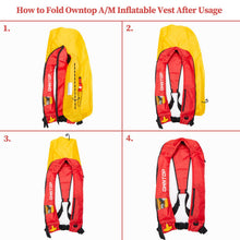 Load image into Gallery viewer, Owntop Automatic/Manual Inflatable Vest, Manual Convertible Option, Low Profile, Zipper Closure, Inflatable Fishing Jacket for Kayaking, Boating and Fishing, 24g CO2 Cylinder Included