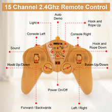 Load image into Gallery viewer, RC Crane Toy, 15CH Remote Control Crane for Boys 8-12, RC Crane Tower Construction Vehicles with Heavy Duty Metal Hook