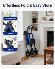Load image into Gallery viewer, Telgome Walkers for Seniors with Seat, Thickened Flat Tube Frame, Foldable Rollator 350 lbs Load, Height Adjustable,8'' Big Wheels, Rolling Walker,Blue