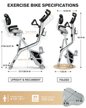 Load image into Gallery viewer, Pooboo Folding Exercise Bike, Foldable Fitness Stationary Bike -Grey