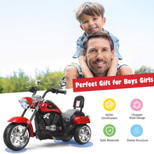 Load image into Gallery viewer, Kids Motorcycle, 6V Battery Powered Ride on Chopper Motorcycle w/Horn, Headlight, 3-Wheel Stable Ride on Toys (Red)