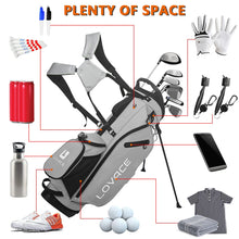 Load image into Gallery viewer, LOVACE 14-Way Golf Stand Bag, Lightweight Golf Bag with Stand for Men and Women (Grey)