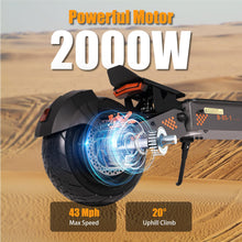 Load image into Gallery viewer, Electric Scooter for Adults with Seat, 47 Miles Range, 43MPH Speed 2000W Powerful Motor, 11" Off-Road Tires with 264 Lbs MAX Load