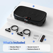 Load image into Gallery viewer, HTM Curved Vibration Plate Exercise Machine, Whole Body Shake Plate with 150W Motor & Resistance Band, 330lbs Weight Capacity, 120 Speeds, Low Noise Vibration Board for Weight Loss, Home Fitness