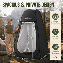 Load image into Gallery viewer, Wolfwise Pop Up Shower Tent for Camping Essentials, Portable Instant Changing Tent with Ventilation Window, Privacy Dressing Room Bathroom Toilet for Beach & Outdoor, Extra Tall, Silver-Black