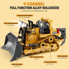 Load image into Gallery viewer, Remote Control Bulldozer Toys for Boys, Remote Control Bulldozer with Metal Dozer Blade