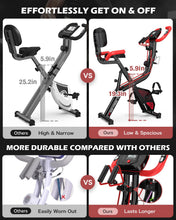 Load image into Gallery viewer, pooboo Folding Exercise Bike - 4-in-1 Magnetic X-Bike, Foldable Upright -Black & Scarlet