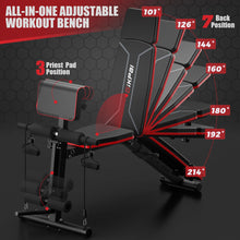 Load image into Gallery viewer, GIKPAL Adjustable Weight Bench, Foldable Workout Bench for Home Gym, Incline Decline Flat Exercise Bench Press for Full Body Strength Training w/Extended Headrest and Leg Extension (Black - New