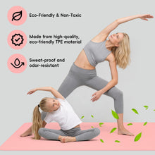 Load image into Gallery viewer, Wimwum Extra Wide Yoga Mat 72" x 32", 7mm Non Slip TPE Exercise Mat with Carrying Strap, Large Workout Mat for Yoga, Pilates, Stretching, HIIT & Home Gym, Pink