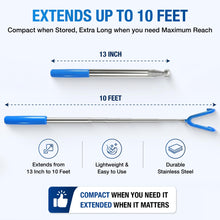 Load image into Gallery viewer, 10 FT Telescoping Pickup Tool Magnetic Pole with Hook, Telescopic Reach Pole Multi-Tool | Includes Double Hook & Strong Magnet Attachments on both sides Portable Utility Tool with Carrying Bag