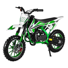 Load image into Gallery viewer, 49cc 2-Stroke Kids Dirt Bike, Gas Power Motocross, Mini Motocross Motorcycle, Off-Road Dirt Bike with Front/Rear Disc Brakes, Green