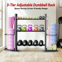 Load image into Gallery viewer, 3-Tier Small Adjustable Dumbbell Rack, 450LBS Capacity Home Gym Weight Rack