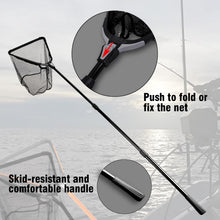 Load image into Gallery viewer, Fiblink 118 inches Folding Fishing Landing Net Fish Net with Extending Telescoping Aluminum Pole Handle (59-118 inches)
