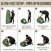 Load image into Gallery viewer, Wolfwise Pop Up Shower Tent for Camping Essentials, Portable Instant Changing Tent with Ventilation Window & Carry Bag, Privacy Dressing Room Bathroom Toilet for Beach & Outdoor, Spacious, Green