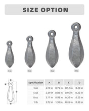 Load image into Gallery viewer, BLUEWING Bank Sinker 5LB Box Fishing Weights Saltwater Bullet Lead, 16oz - 5pack