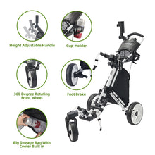 Load image into Gallery viewer, FLAGTAG Golf Push Cart 3 Wheel with 360 Swivel Front Wheel,Lightweight and Foldable Walking Golf Cart,One-Click Foldable,with Foot Brake