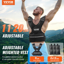 Load image into Gallery viewer, VEVOR Adjustable Weighted Vest, 11-20lb Weight Vest with 6 Ironsand Weights and Reflective Stripe, Body Weight Vest Exercise Set for Men Women, Workout Equipment for Strength Training Running Jogging
