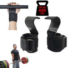 Load image into Gallery viewer, Weight Lifting Hooks (Pair) lifting straps- Black